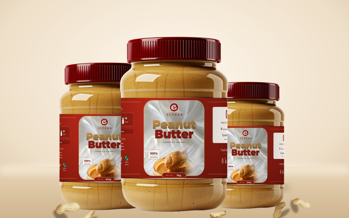 Elthan Peanut Butter product range, a food brand Sbi Digital took from first identity to shelf-ready packaging